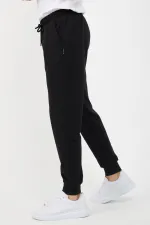 Erkek Regular Fit Rahat Kesim Beli Bağcıklı Jogger Cepli Lastikli Paça Siyah Eşofman Altı