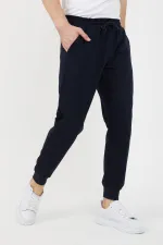 Erkek Regular Fit Rahat Kesim Beli Bağcıklı Jogger Cepli Lastikli Paça Siyah Eşofman Altı