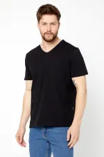 Erkek Pamuklu Kısa Kollu V Yaka T-shirt