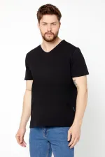 Erkek Çok Renkli T- Shirt Regular Fit Rahat Kesim V Yaka 5'li Basic Tişört Paketi