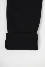 Pantalon de survêtement noir en coton épais avec taille élastique et poches latérales pour garçons de 5 à 12 ans 