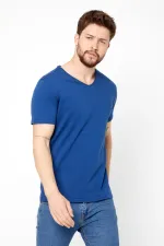Erkek Pamuklu Kısa Kollu V Yaka T-shirt