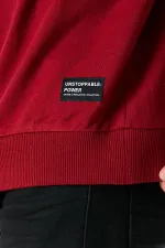 Sweat-shirt basique bordeaux à col rond pour homme 