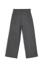 Pantalon de survêtement d'hiver gris fumé à jambes larges et taille élastique pour enfants