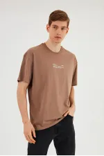 Leo Erkek Oversize Tshirt %100 Pamuk Bisiklet Yaka Baskı Detaylı Basic Tişört