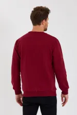 Bisiklet Yaka Etiket Detayı İçi Pamuklu Erkek Sweatshirt