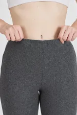Füme Fitilli Geniş Paça Pamuklu İnce Yüksek Bel Kadın Eşofman Altı