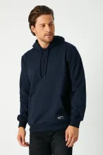 Sweat-shirt à capuche bleu marine pour homme avec poche kangourou