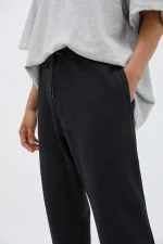 Erkek Antrasit Arka Cep Etiket Detaylı Paça Lastikli Regular Fit Eşofman Altı