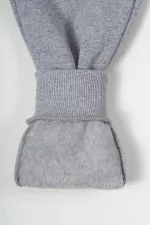 Pantalon de survêtement gris en coton épais avec taille et chevilles élastiques, pour filles de 5 à 12 ans.