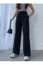 Lot de 3 pantalons de survêtement décontractés de saison pour femmes, à jambes larges et taille haute, coloris noir, bleu marine et anthracite