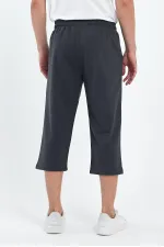 Erkek Yanları Cepli Antrasit Bermuda Diz Altı Kapri Beli Ayarlanabilir Lastikli Uzun Şort MTLCE74