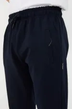 Lacivert Erkek Paça Ribanalı Cep Fermuar Detaylı Eşofman Altı MTLCE08