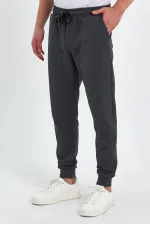 Erkek Antrasit Arka Cep Etiket Detaylı Paça Lastikli Regular Fit Eşofman Altı