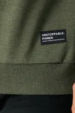 Erkek Basic Bisiklet Yaka Haki Sweatshirt 