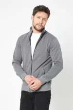 Gilet zippé à manches longues anthracite pour homme MTLCE8293-Anthracite