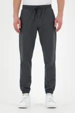 Antrasit Erkek Eşofman Altı Etiketli Arka ve Yan Cepli Regular Fit Lastik Paça