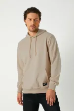 Sweat-shirt à capuche beige métallisé pour homme avec poche kangourou