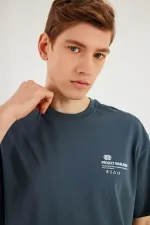 Leo Erkek Oversize Tshirt %100 Pamuk Bisiklet Yaka Baskı Detaylı Basic Tişört 