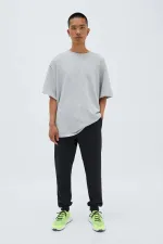 Erkek Antrasit Arka Cep Etiket Detaylı Paça Lastikli Regular Fit Eşofman Altı