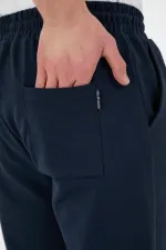 Pantalon de survêtement bleu marine pour homme, avec étiquette, poches arrière et latérales, coupe classique