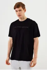 MTLCE76 Leo Men's Oversize T-shirt, 100% Cotton, Crew Neck, Printed Detail Basic T-shirt