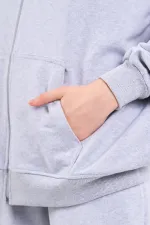 Ensemble de survêtement gris pour femme, coupe classique, taille élastique, capuche, oversize, saisonnier (haut et bas)