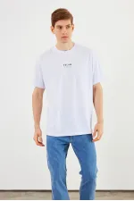 Leo Erkek Oversize Tshirt %100 Pamuk Bisiklet Yaka Baskı Detaylı Basic Tişört MTLCE79
