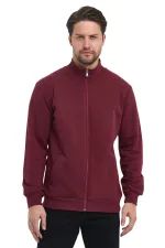 Gilet bordeaux pour homme, doublure intérieure zippée en coton, col montant et poches latérales