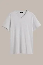 Erkek Çok Renkli T- Shirt Regular Fit Rahat Kesim V Yaka 4'lü Basic Tişört Paketi