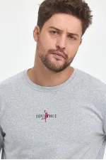 Sweat-shirt basique imprimé poitrine Supermagic gris pour homme