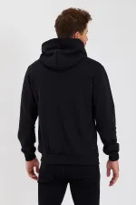 Gilet à capuche zippé noir métallisé pour homme avec poche kangourou et doublure en coton