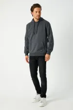 Sweat-shirt à capuche anthracite pour homme avec poche kangourou
