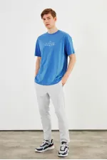 Leo Erkek Oversize Tshirt %100 Pamuk Bisiklet Yaka Baskı Detaylı Basic Tişört MTLCE82