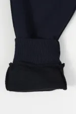 Pantalon de survêtement bleu marine en coton épais, avec taille et chevilles élastiques, poches, pour garçons de 5 à 12 ans (MTLCC99-Bleu marine)