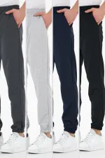 Çok Renkli 4'lü Erkek Eşofman Altı Etiketli Arka ve Yan Cepli Regular Fit Lastik Paça