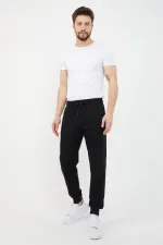  Siyah Erkek Paça Ribanalı Cep Fermuar Detaylı Eşofman Altı MTLCE08