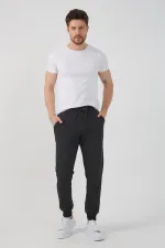 Erkek Siyah Içi Polarlı Slim Fit Paça Lastikli Jogger Eşofman Altı  MTLCO-42