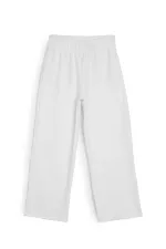 Pantalon de survêtement d'hiver écru à jambes larges et taille élastique pour enfants.