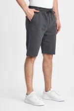 Erkek Siyah Şort - Yan Cepli Beli Lastikli Regular Fit Rahat Kesim