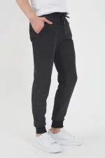 Erkek Siyah Içi Polarlı Slim Fit Paça Lastikli Jogger Eşofman Altı  MTLCO-42