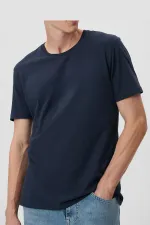 Erkek Çok Renkli T- Shirt Regular Fit Rahat Kesim Bisiklet Yaka 4'lü Basic Tişört Paketi MTLCO35-4