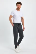 Erkek Antrasit Arka Cep Etiket Detaylı Paça Lastikli Regular Fit Eşofman Altı