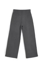 Pantalon de survêtement d'hiver gris fumé à jambes larges et taille élastique pour enfants