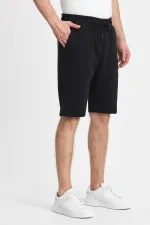 Short noir pour homme - Coupe classique, confortable, avec poches latérales et taille élastiquée