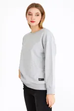 Women's Gray Color Basic Crew Neck Sweatshirt