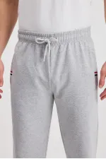 Pantalon de survêtement décontracté gris pour homme, fermeture éclair, poches, broderies, jambes droites, coupe ample