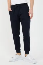 Erkek Regular Fit Rahat Kesim Beli Bağcıklı Jogger Cepli Lastikli Paça Siyah Eşofman Altı