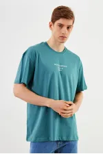 T-shirt oversize homme Leo 100 % coton, col rond, imprimé, modèle basique MTLCE84