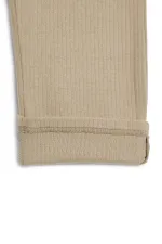 Beige Wide Leg Winter Kids' Sweatpants with Elastic Waistband